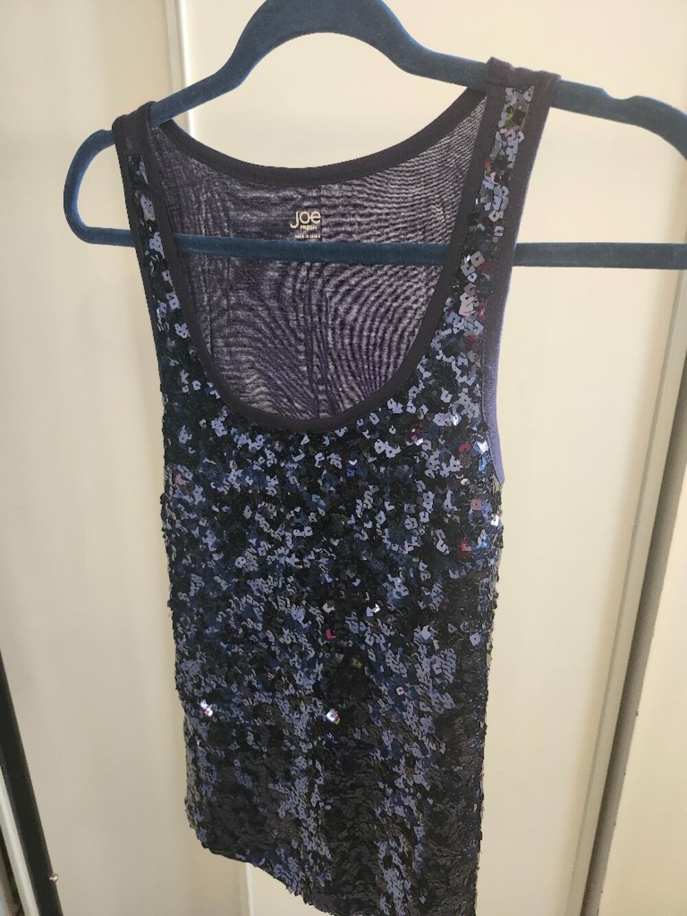 JOE FRESH  DARK BLUE SEQUIN TANK TOP   COLOR  DARK BLUE   SIZE S/P